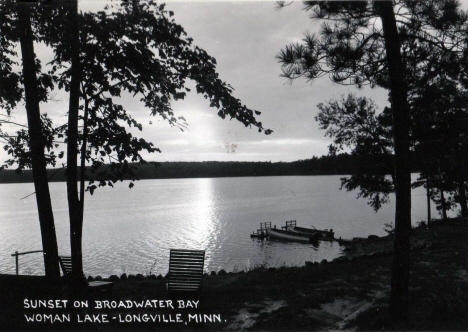 Sunset on Broadwater Bay, Woman Lake, Longville Minnesota, 1950's