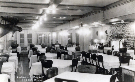 Dining room at Lutsen Resort, Lutsen Minnesota, 1930's