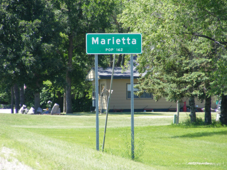 Population sign, Marietta Minnesota, 2014