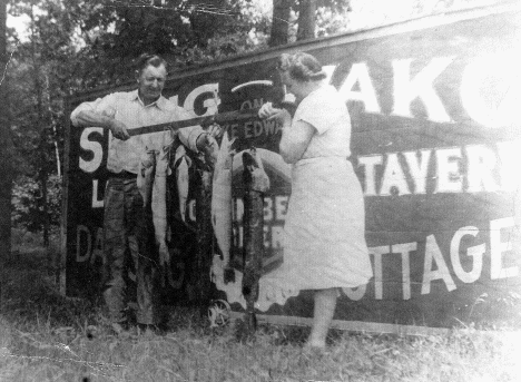 Catch of the Day at Shing Wako Resort, Merrifield Minnesota, 1947