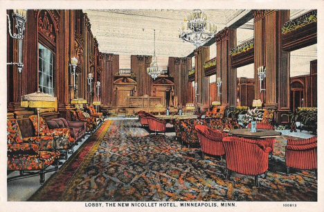 Lobby, New Nicollet Hotel, Minneapolis Minnesota, 1920's