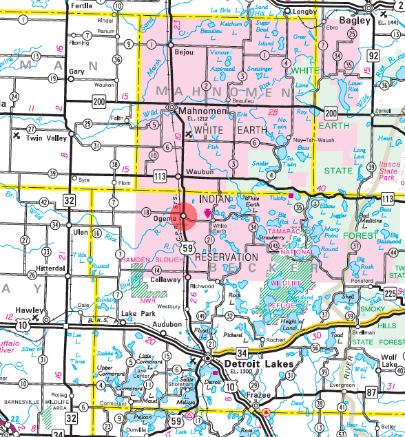 Minnesota State Highway Map of the Ogema Minnesota area 