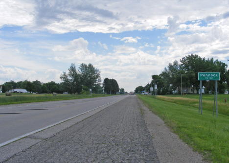 City limits and population sign, Pennock Minnesota, 2014