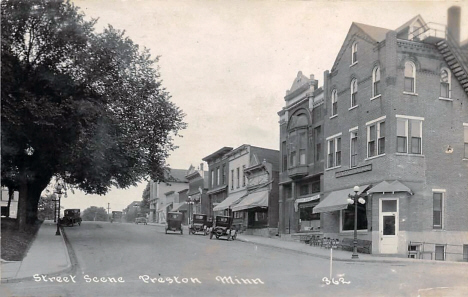 Street scene, Preston Minnesota, 1920's