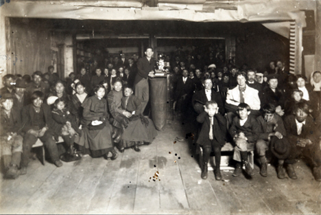 Students, teachers and projector, Red Lake school, Red Lake Minnesota, 1904