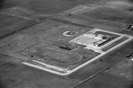 Aerial view, School, Slayton Minnesota, 1969
