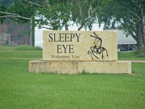 Welcome sign, Sleepy Eye Minnesota, 2011