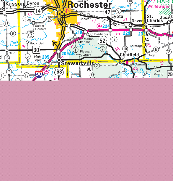 Minnesota State Highway Map of the Spring Valley Minnesota area 