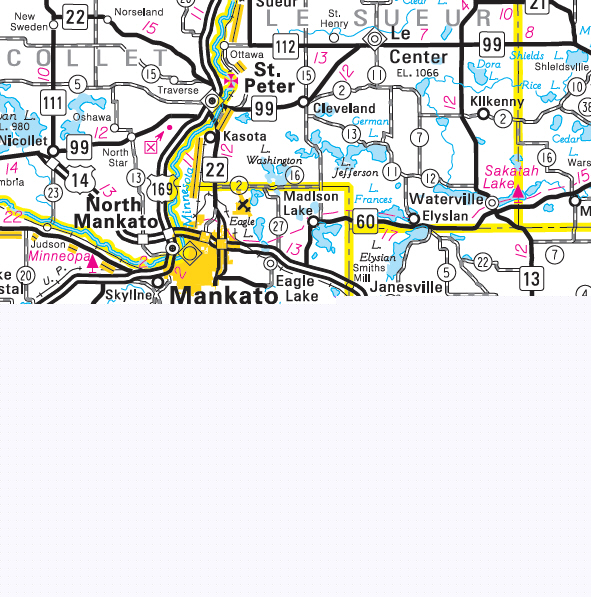 Minnesota State Highway Map of the St. Clair Minnesota area 