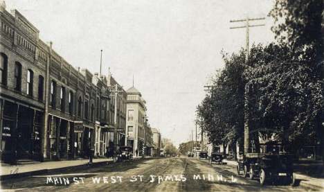 Main Street West, St. James Minnesota, 1920's
