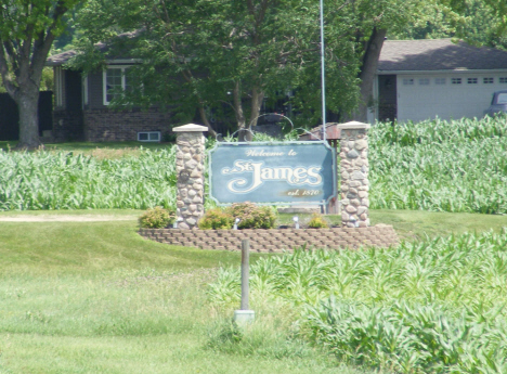 Welcome sign, St. James Minnesota, 2014