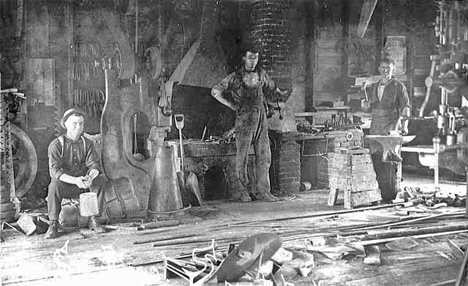 Math Yallen blacksmith shop, St. Leo Minnesota, 1916