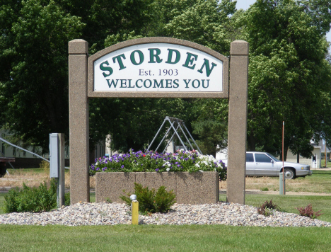 Welcome sign, Storden Minnesota, 2014