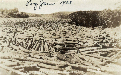 Log jam on St. Croix River, Taylors Falls Minnesota, 1903