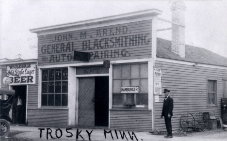 John Arend Blacksmith Shop. Trosky Minnesota, 1910's