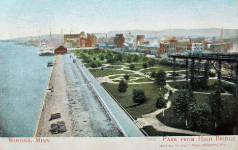 Riverside Park from High Bridge, Winona Minnesota, 1907