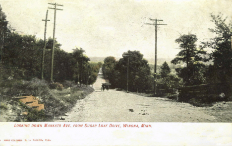 Looking down Mankato Avenue from Sugar Loaf Drive, Winona Minnesota, 1907