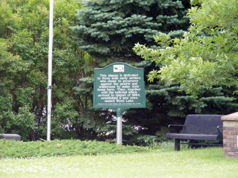 Plaque, City Park, Wood Lake Minnesota, 2011