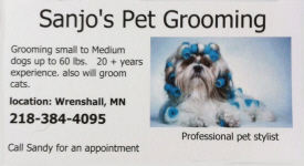 Sanjo's Pet Grooming, Wrenshall Minnesota