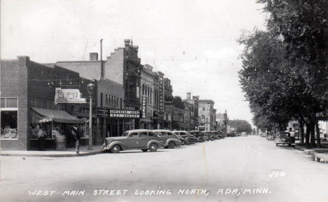West Main Street looking north, Ada Minnesota, 1945
