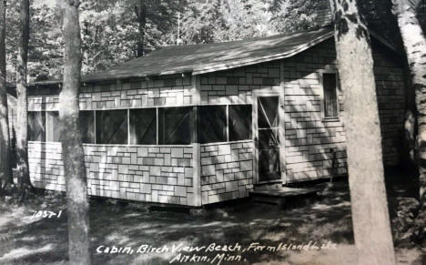 Cabin at Birch View Resort on Farm Island Lake, Aitkin Minnesota, 1950's