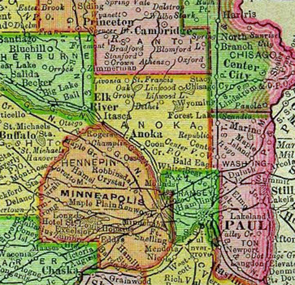 1895 Map of Anoka County Minnesota