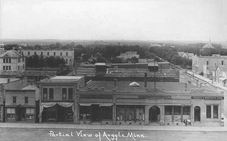 Partial view of Argyle Minnesota, 1910's