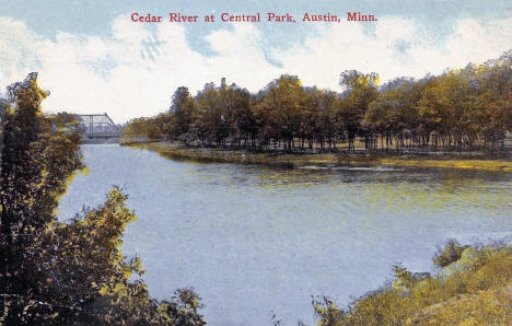 Cedar River at Central Park, Austin Minnesota, 1917