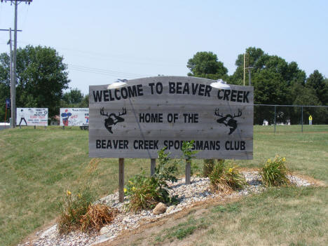 Welcome sign, Beaver Creek Minnesota, 2012