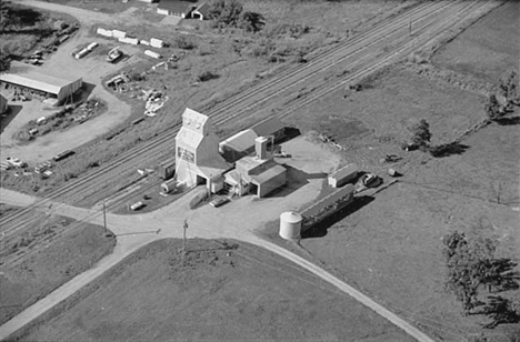 Aerial view, Elevator area, Bowlus Minnesota, 1975