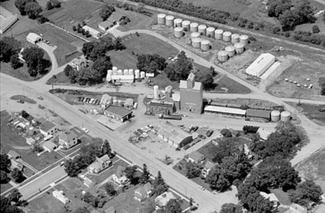 Aerial view, Brownton Grain and Feed and surrounding area, Brownton Minnesota, 1969