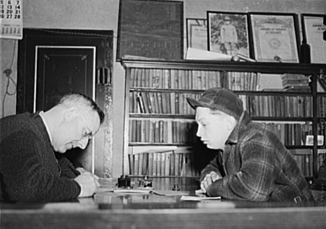 Twenty-year-old farm boy registering for Selective Service, Brownton Minnesota, 1942