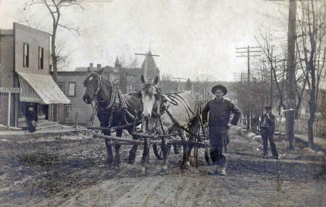 Grading road, Buffalo Minnesota, 1910's
