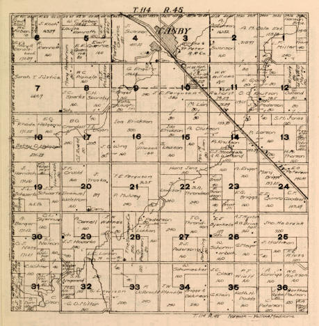 Plat map of Norma Township in Yellow Medicine County Minnesota, 1916