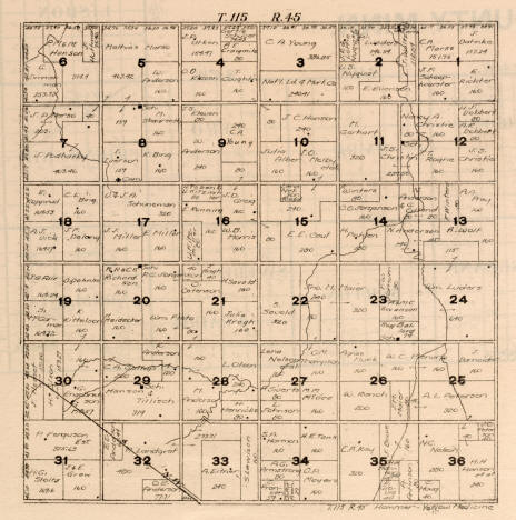 Plat map of Hammer Township in Yellow Medicine County Minnesota, 1916
