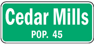 Cedar Mills Minnesota population sign