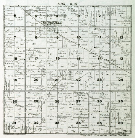 Plat map of Friendship Township in Yellow Medicine County Minnesota, 1916