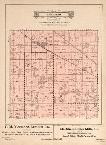 Plat map of Friendship Township in Yellow Medicine County Minnesota, 1929