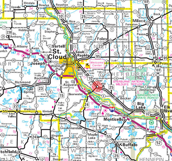 Minnesota State Highway Map of the Clear Lake Minnesota area 