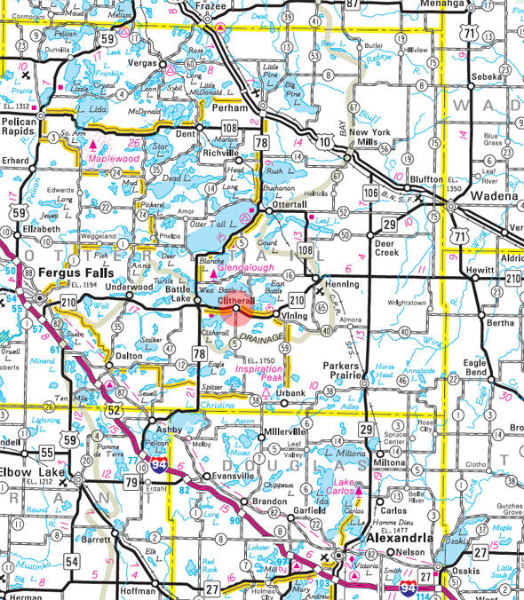 Minnesota State Highway Map of the Clitherall Minnesota area
