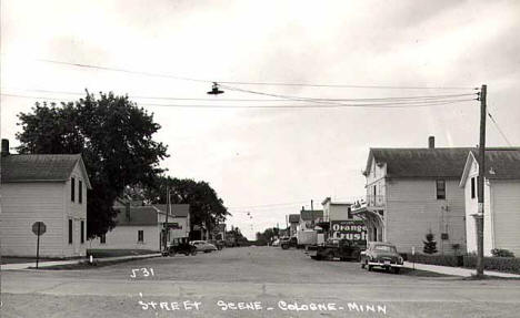 Street scene, Cologne Minnesota, 1953