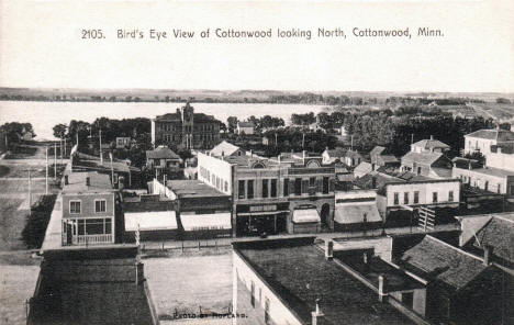Birds eye view looking north, Cottonwood Minnesota, 1910