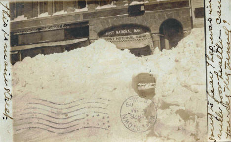 First National Bank after blizzard, Cottonwood Minnesota, 1909