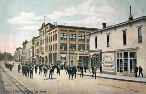 Marching Band on 2nd Street, Crookston Minnesota, 1910's