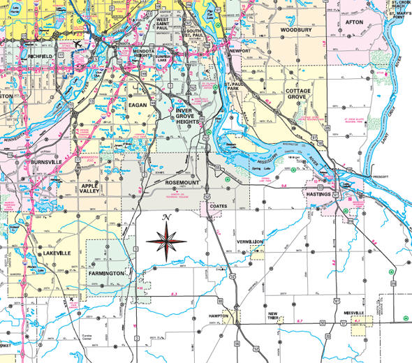 Minnesota State Highway Map of the Dakota County area