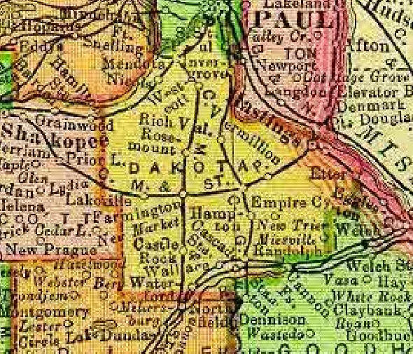 1895 Map of Dakota County Minnesota