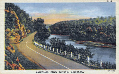 View of Lac qui Parle River near Dawson Minnesota, 1936