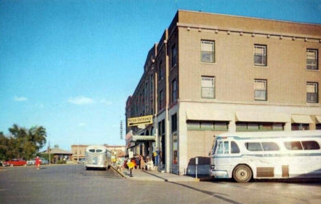 Graystone Hotel and Greyhound Bus Depot, Detroit Lakes Minnesota, 1955