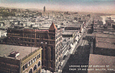 Looking east of Superior Street from 3rd Avenue West, Duluth Minnesota, 1907