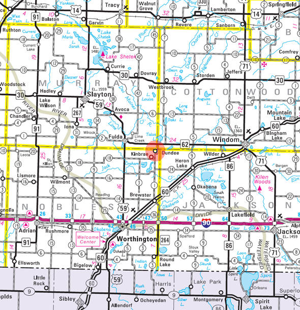 Minnesota State Highway Map of the Dundee Minnesota area